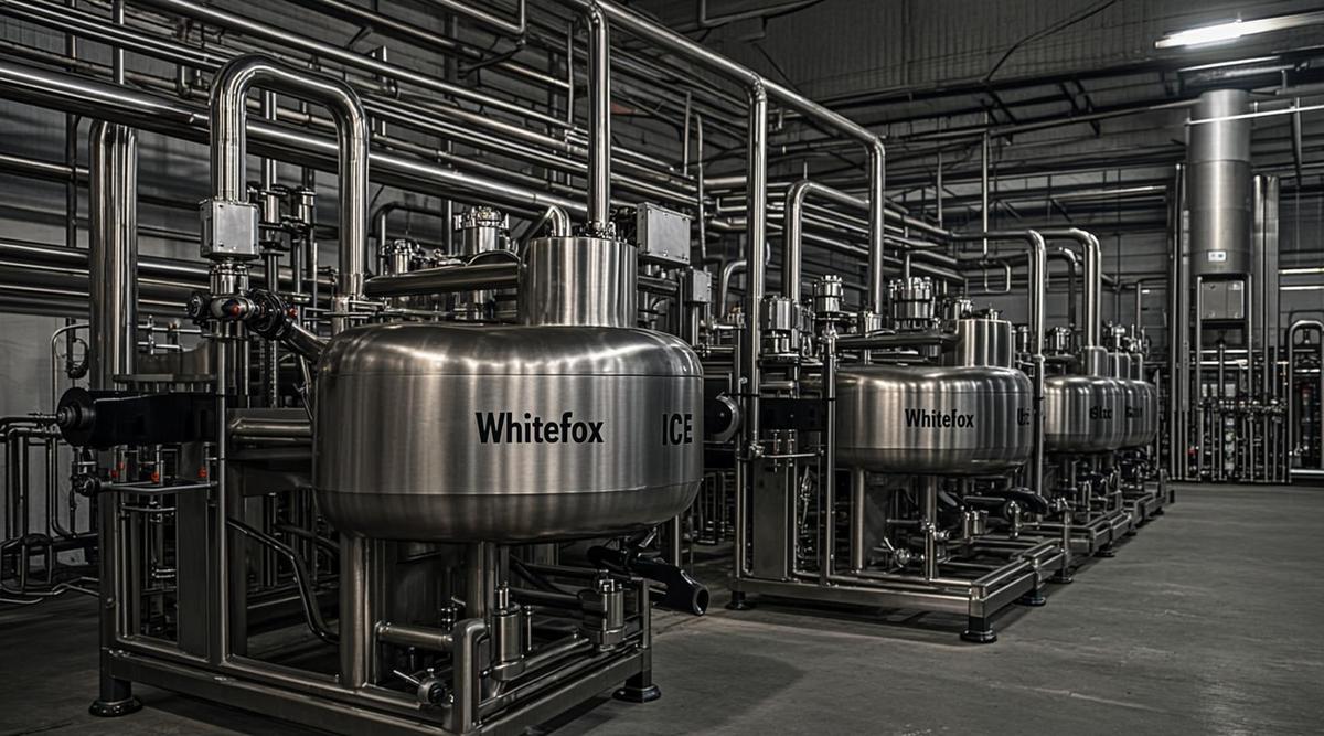 Современная мембранная система дегидратации на заводе по производству биоэтанола. Стальные трубы, резервуары и клапаны.