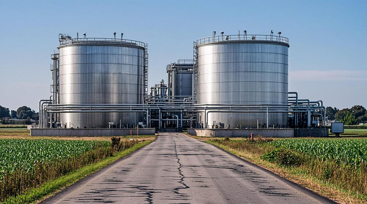 В Англии рекомендовали к одобрению биогазовый завод на 144 тыс. тонн сырья Современный биогазовый завод с большими цистернами для сбраживания на территории бывшего аэродрома в сельской местности.